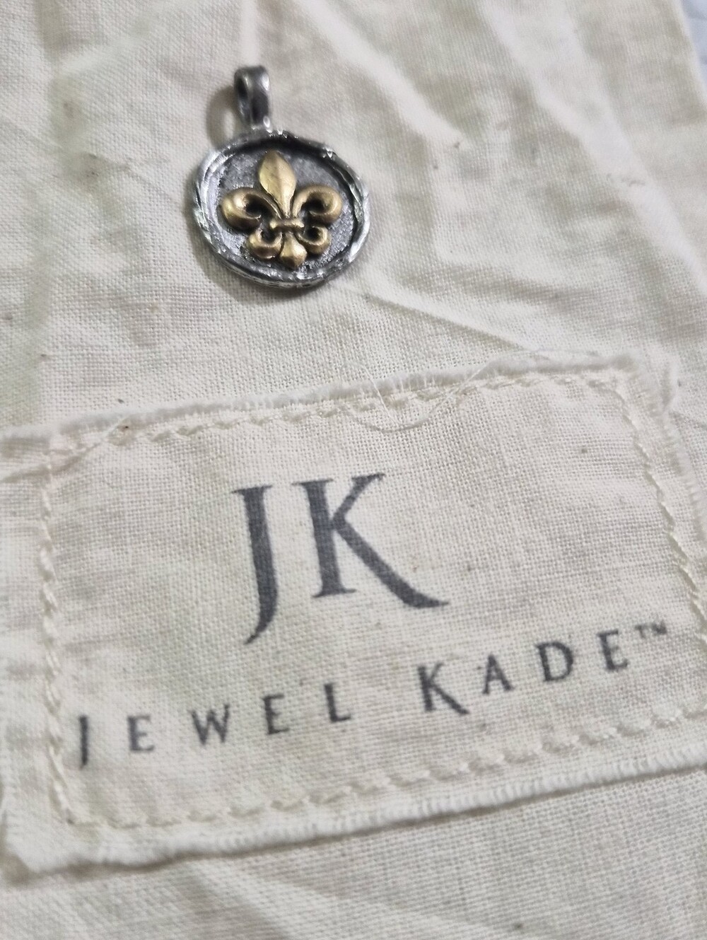 Jewel Kade pewter and gold-tone charm pendant a fleur-de-lis With Matching Bag